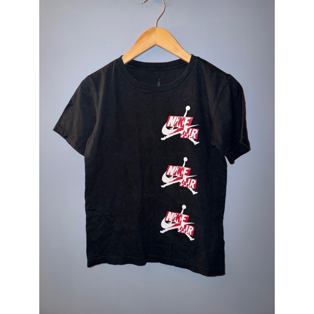 Jordan Kids Black Triple Stacked Jumpman Nike Air Graphic T-Shirt Youth Large L‎